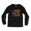 books and cats and coffee Long Sleeve Shirts