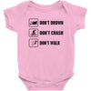 Don't drown crash walk Tee Swim Bike Run Triathle Baby Onesie