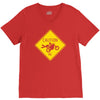 motorcycle caution sign V-Neck Tee