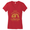 what happens in camper stays in camper vintage style camp funny Women's V-Neck T-Shirt