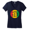 rasta lion head reggae dub step music dance Women's V-Neck T-Shirt