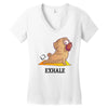 yoga pug exhale Women's V-Neck T-Shirt