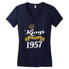 kings are born in 1957 Women's V-Neck T-Shirt