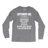 Super September Girl Long Sleeve Shirts