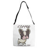 coffee makes me poop Adjustable Strap Totes