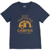 what happens in camper stays in camper vintage style camp funny V-Neck Tee