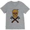 skull wood V-Neck Tee