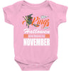 Halloween Kings Are Born In November Baby Bodysuit
