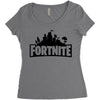 fortnite logo black Women's Triblend Scoop T-shirt