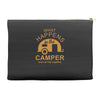 what happens in camper stays in camper vintage style camp funny Accessory Pouches