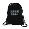 running sucks Drawstring Bags
