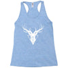 deer head vector white logo Racerback Tank