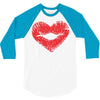 lip print heart 3/4 Sleeve Shirt