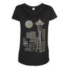 seattle skyline Maternity Scoop Neck T-shirt