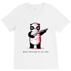 black, red and white V-Neck Tee