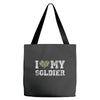 i love my soldier regular camouflage Tote Bags