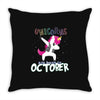 october born unicorns Throw Pillow