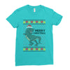 ugly dinosaur merry christmas Ladies Fitted T-Shirt