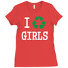 i recycle girls slogan text funny baseball jersey Ladies Fitted T-Shirt