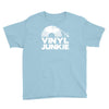 vinyl junkie white logo Youth Tee