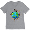 animal polygon around the planet V-Neck Tee
