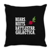 bears beets battlestar galactica Throw Pillow