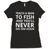 teach a man to fish Ladies Fitted T-Shirt