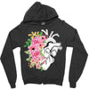 Heart And Flowers Zipper Hoodie