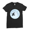 Biker Dinosaur - Dinosaur Riding A Bike To The Moon Ladies Fitted T-Shirt