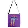 giraffe reaching up with its long neck to eat leaves off branches from Adjustable Strap Totes