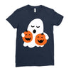 pumpkin with boo Ladies Fitted T-Shirt