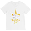 birthday unicorn girl V-Neck Tee