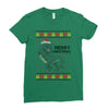 ugly dinosaur merry christmas Ladies Fitted T-Shirt