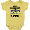 never underestimate an old man who was born in april Baby Onesie