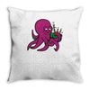 purple octopus playing the bagpipes Throw Pillow