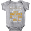 Born November Multitasking Problem Solving Tees Baby Onesie