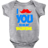 moustache you to be my valentine Baby Onesie