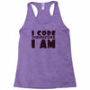 i code therefore i am Racerback Tank