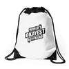worlds okayest boyfriend Drawstring Bags
