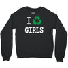 i recycle girls slogan text funny baseball jersey Crewneck Sweatshirt