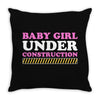 Baby Girl Under Construction Throw Pillow