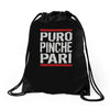 puro pinche pari funny Drawstring Bags