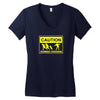 caution zombies crossing t shirt x large funny walking brains awesome Women's V-Neck T-Shirt