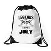 Legends Are Born In July Drawstring Bags