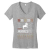 santa aries xhristmas ugly t shirts Women's V-Neck T-Shirt