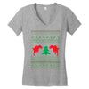 ugly sweater dinosour Women's V-Neck T-Shirt