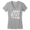 Best Dad Ever Funny Music Note Women's V-Neck T-Shirt