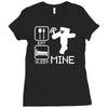 eat sleep mine funny Ladies Fitted T-Shirt