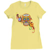 women's sugar skull purple Ladies Fitted T-Shirt