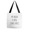 my brain is 85% song lyrics Tote Bags